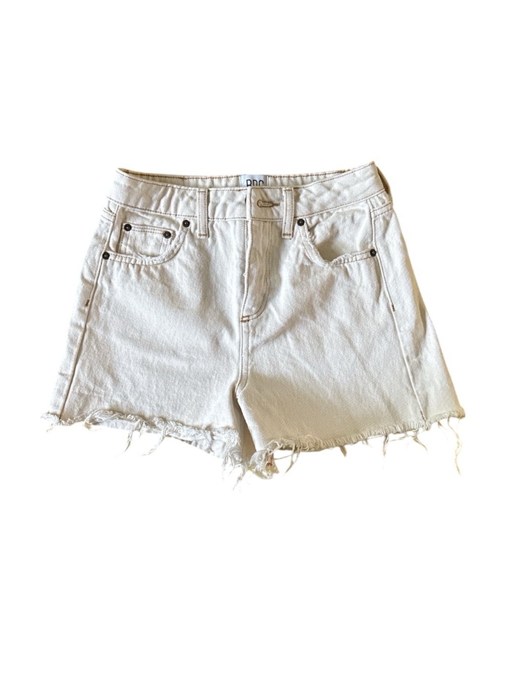 BDG White Denim Frayed Hem Cutoff Shorts